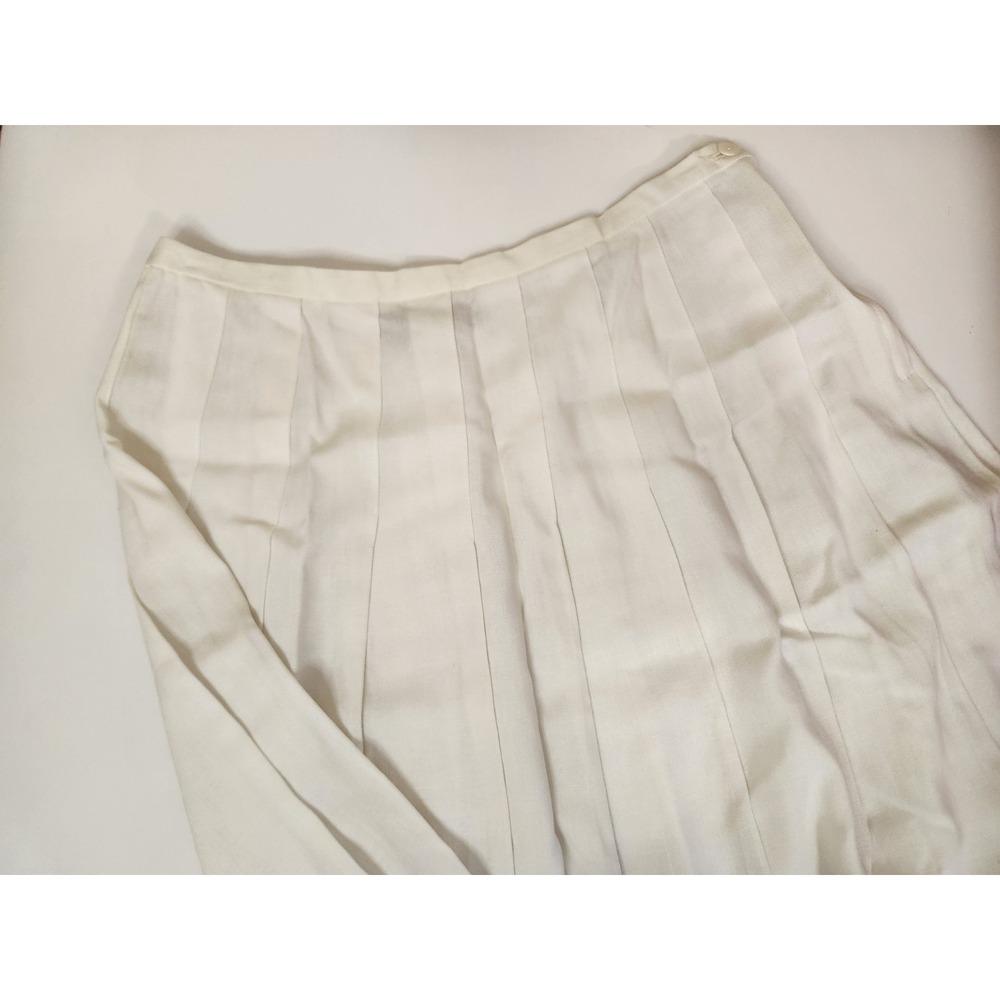 Vintage Ashley Stewart White Accordion Skirt Size 14W Made in USA Flax Blend